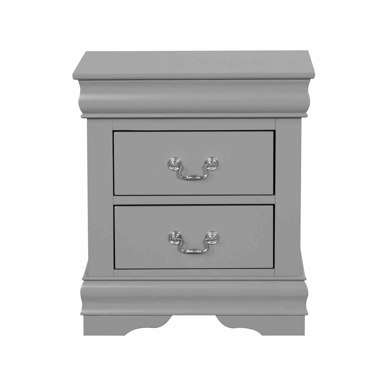 Gray Finish Nightstand 1pc Bracket Legs Dovetail Drawers Hanging Handles Transitional White Finish Bedroom Furniture