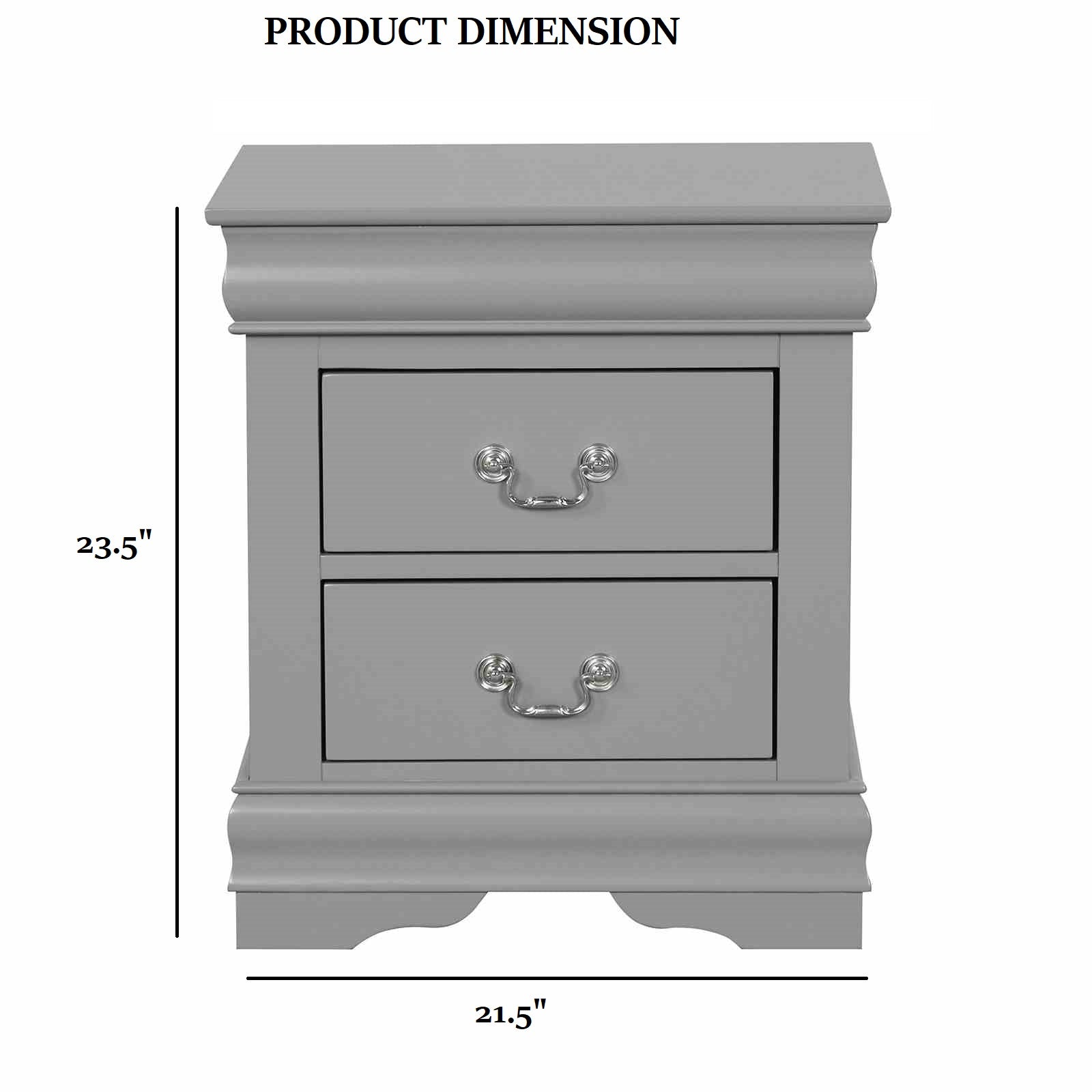 Gray Finish Nightstand 1pc Bracket Legs Dovetail Drawers Hanging Handles Transitional White Finish Bedroom Furniture