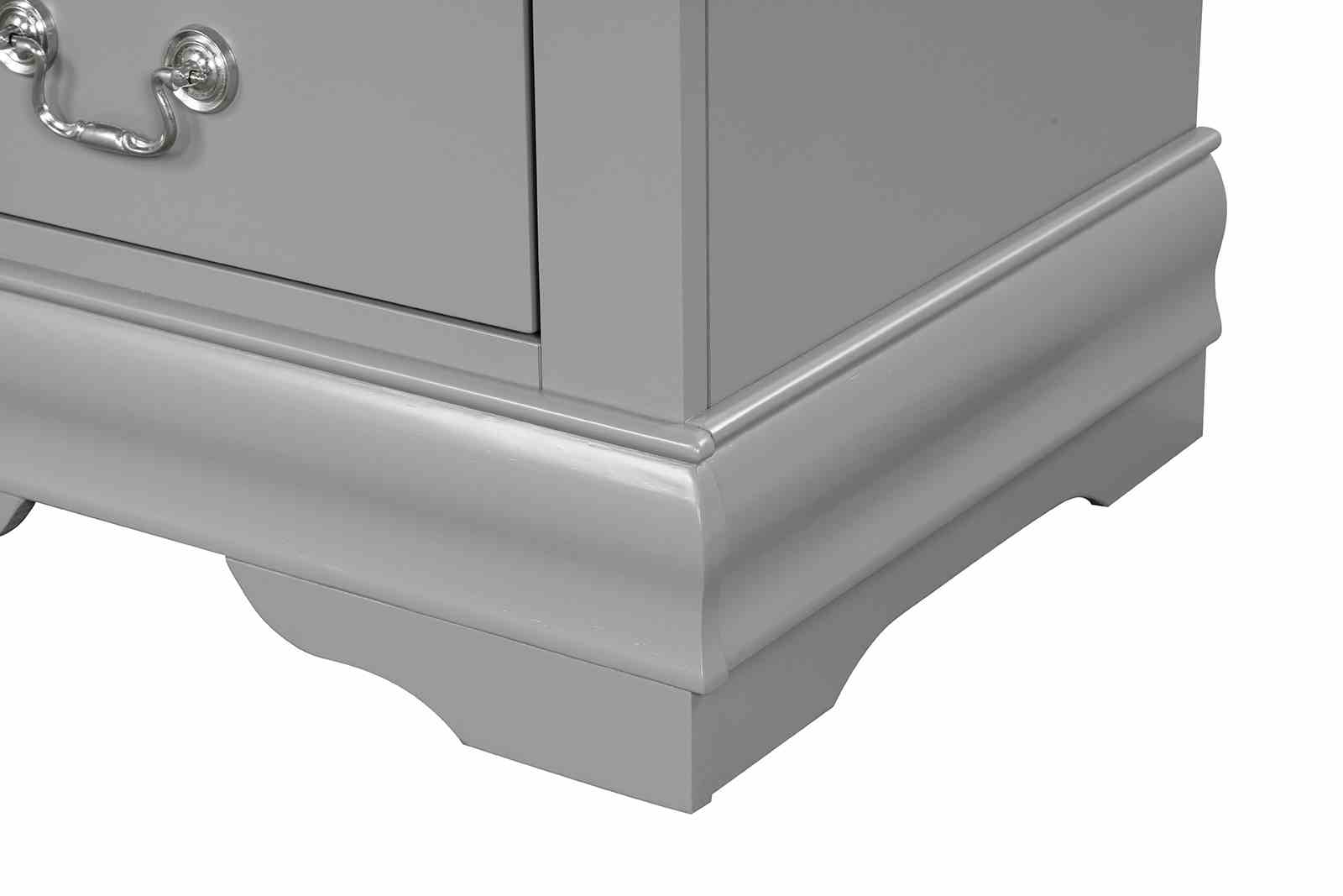 Gray Finish Nightstand 1pc Bracket Legs Dovetail Drawers Hanging Handles Transitional White Finish Bedroom Furniture