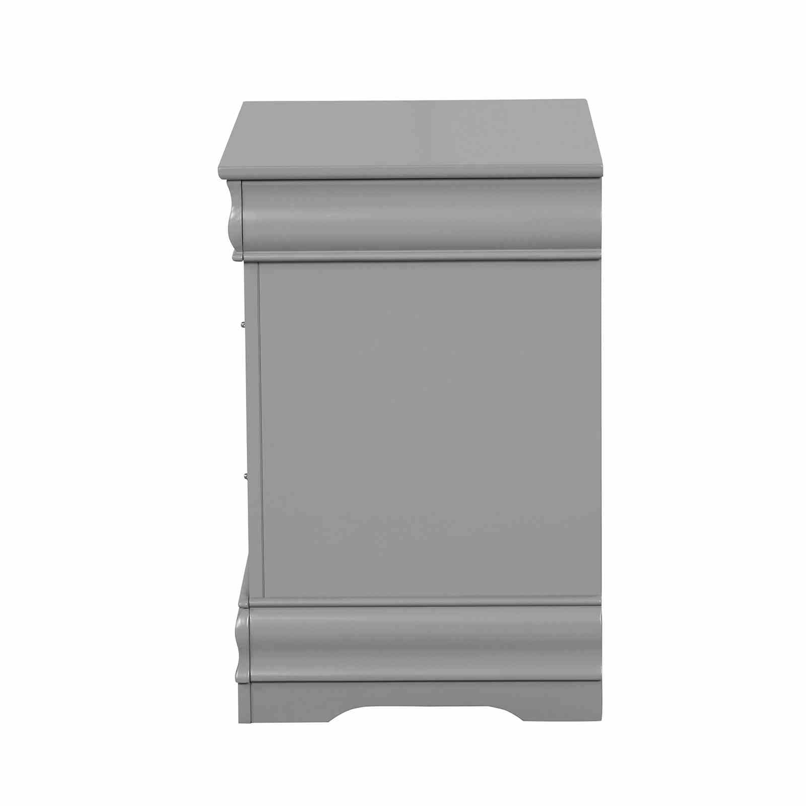 Gray Finish Nightstand 1pc Bracket Legs Dovetail Drawers Hanging Handles Transitional White Finish Bedroom Furniture