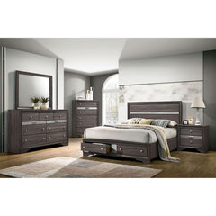 Contemporary Gray Color Panel Headboard 1pc King Size Bed w Drawers Beautiful Bedroom Furniture