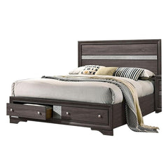 Contemporary Gray Color Panel Headboard 1pc King Size Bed w Drawers Beautiful Bedroom Furniture
