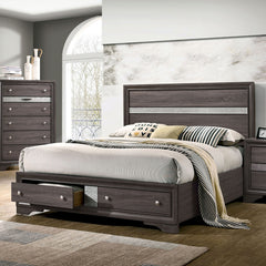Contemporary Gray Color Panel Headboard 1pc King Size Bed w Drawers Beautiful Bedroom Furniture