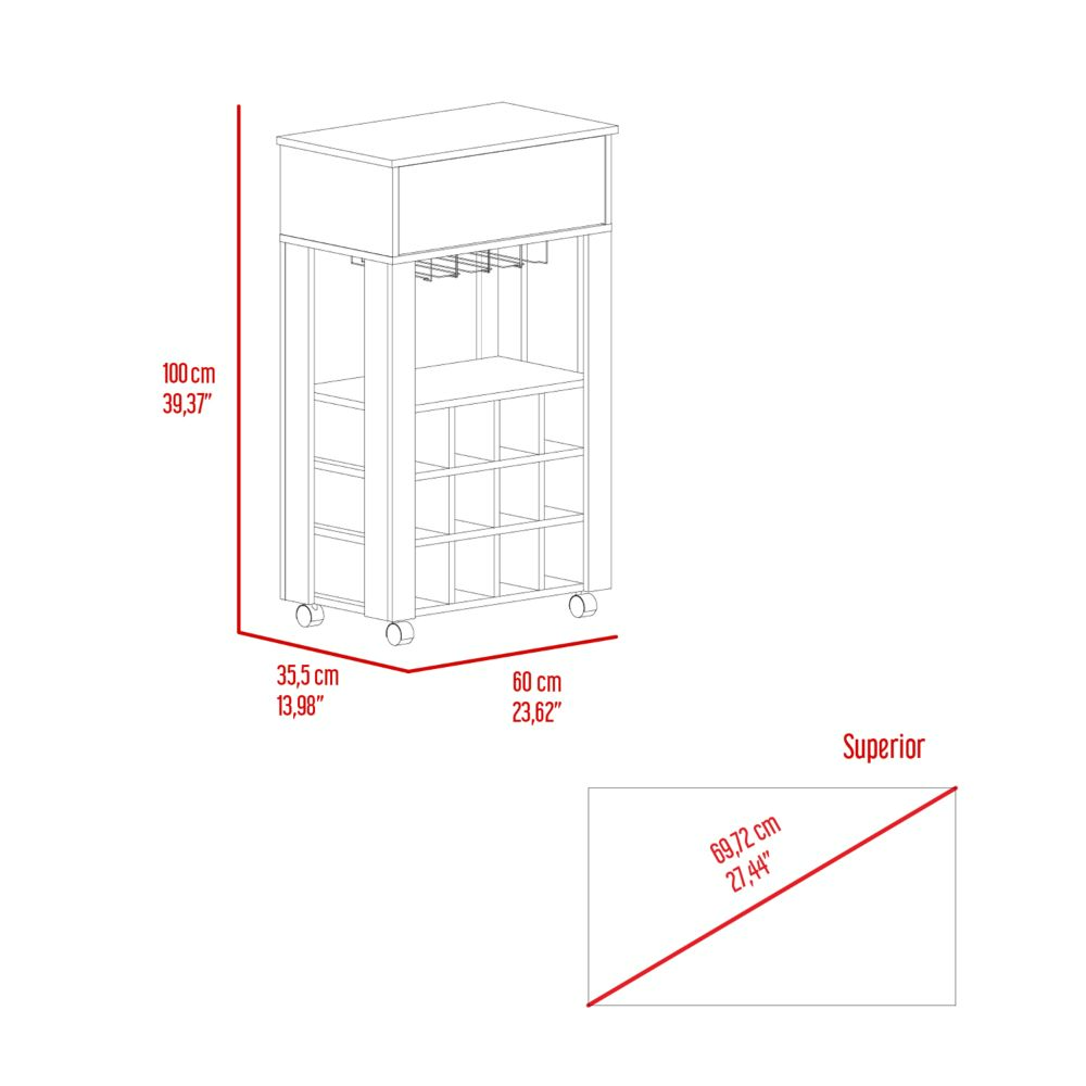1-Drawer 12-Bottle Wine Cabinet Wenge