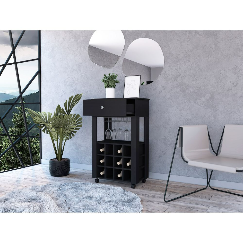 1-Drawer 12-Bottle Wine Cabinet Wenge