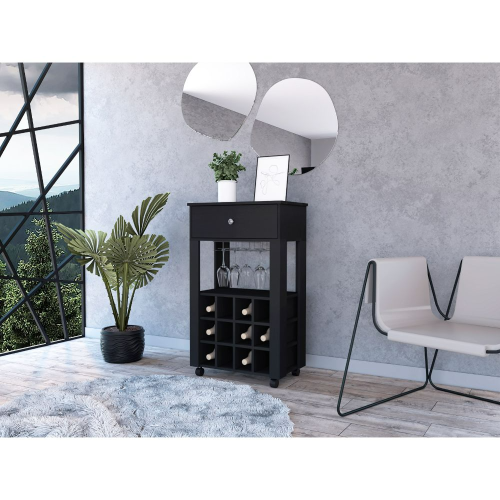 1-Drawer 12-Bottle Wine Cabinet Wenge