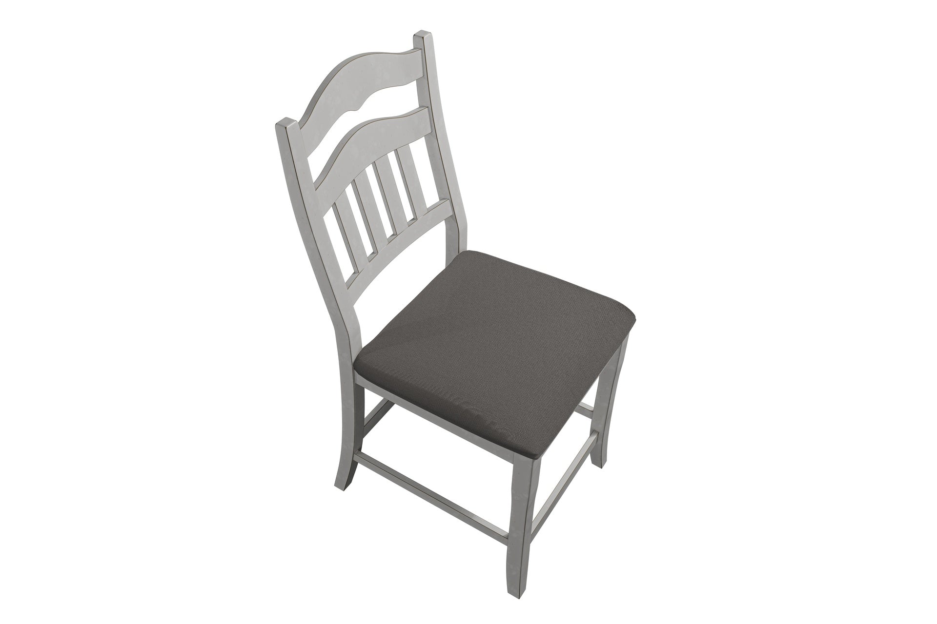 Contemporary Antique White Counter Height Chairs Upholstered Cushion Seat Ladder Back 2pc Dining High Chairs Kitchen Dining Room