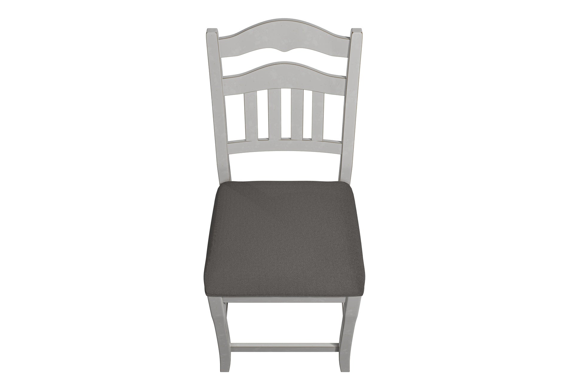 Contemporary Antique White Counter Height Chairs Upholstered Cushion Seat Ladder Back 2pc Dining High Chairs Kitchen Dining Room