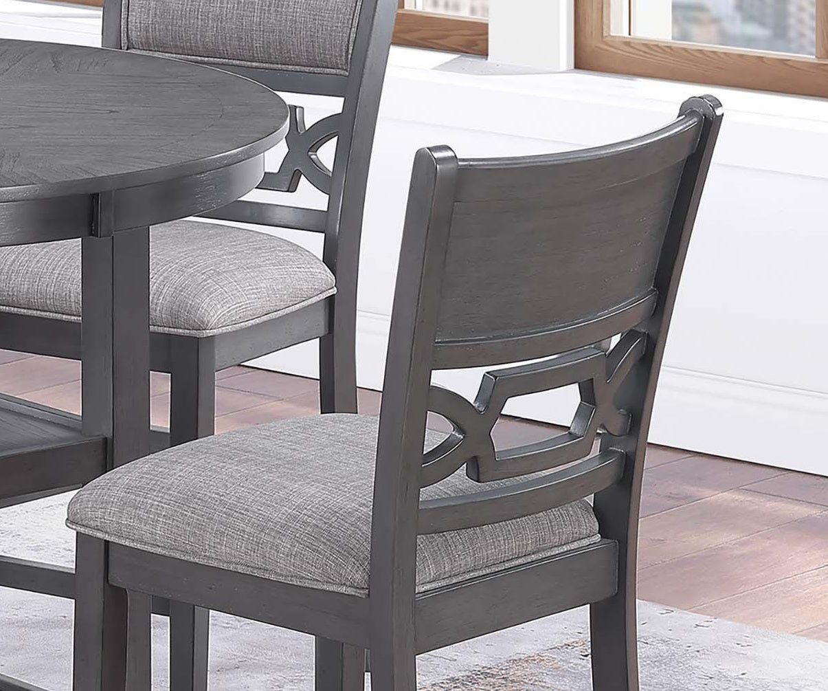 Gray Color 5pc Counter Height Dining Set Round Table w Shelves 4x High Chairs Modern Contemporary Dining Room Furniture