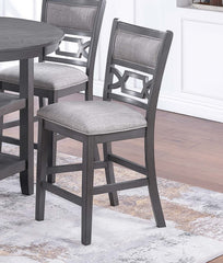 Gray Color 5pc Counter Height Dining Set Round Table w Shelves 4x High Chairs Modern Contemporary Dining Room Furniture