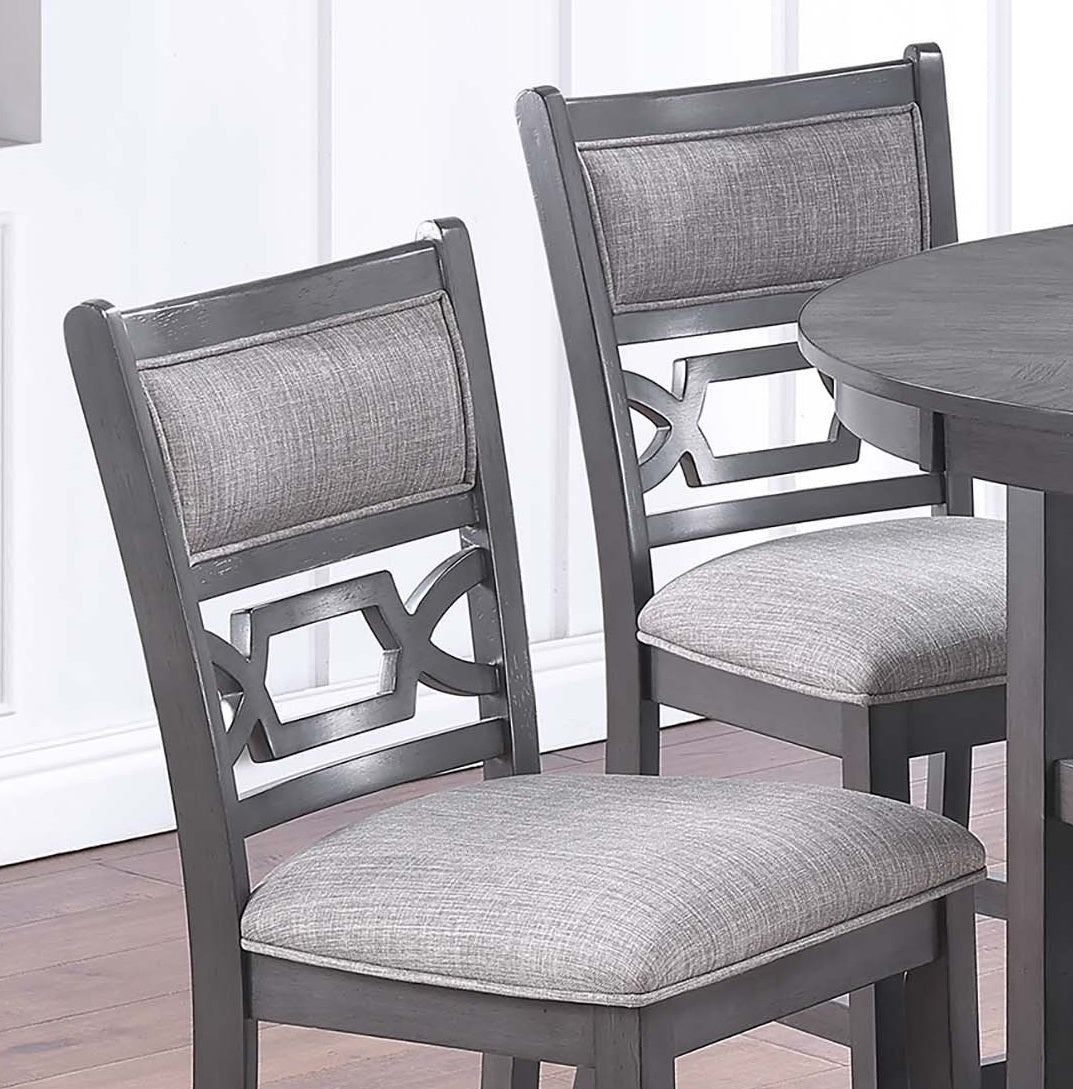 Gray Color 5pc Counter Height Dining Set Round Table w Shelves 4x High Chairs Modern Contemporary Dining Room Furniture