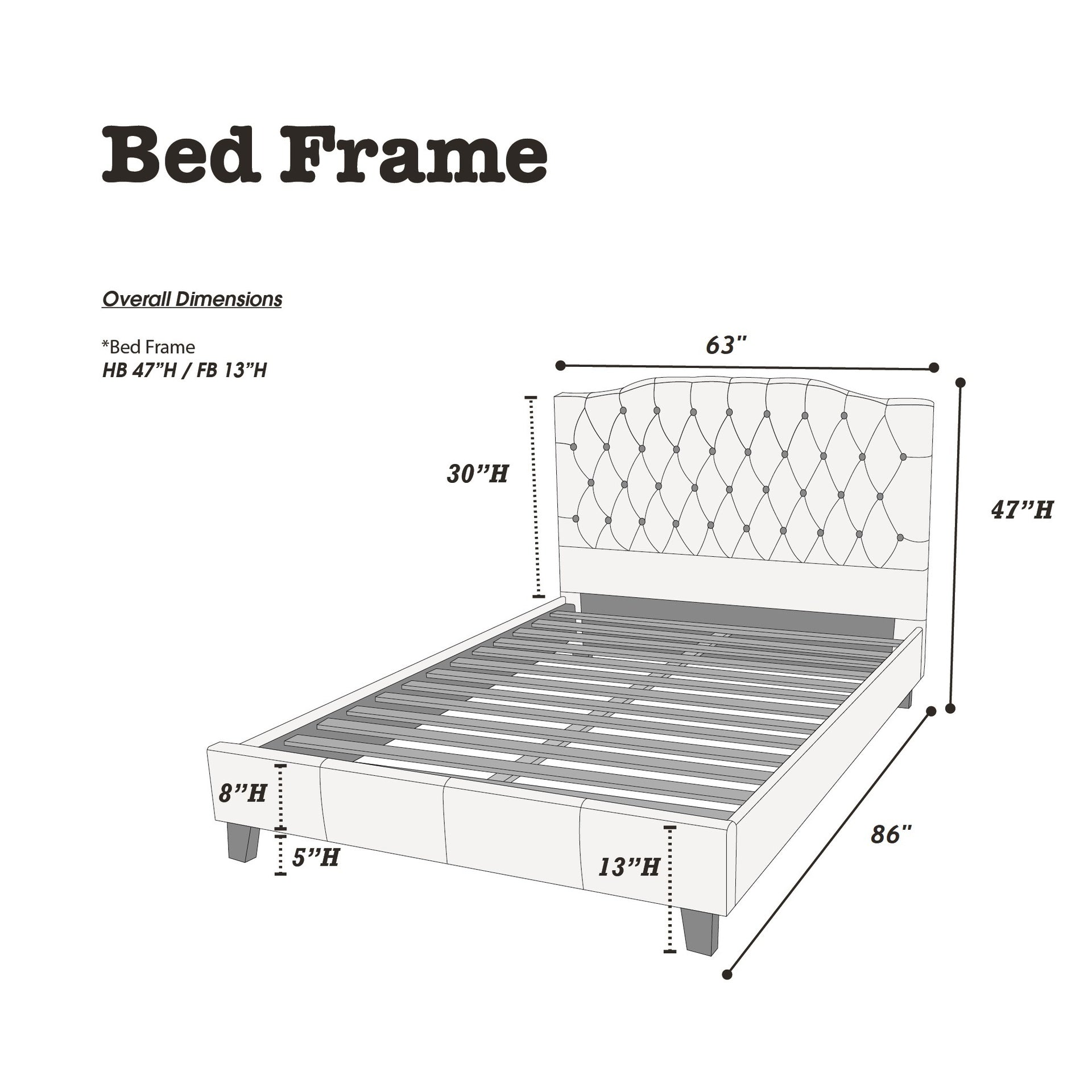 Black Faux Leather Gorgeous Queen Size Bed 1pc Bedframe Modern Tufted Upholstered Headboard Bedroom Furniture