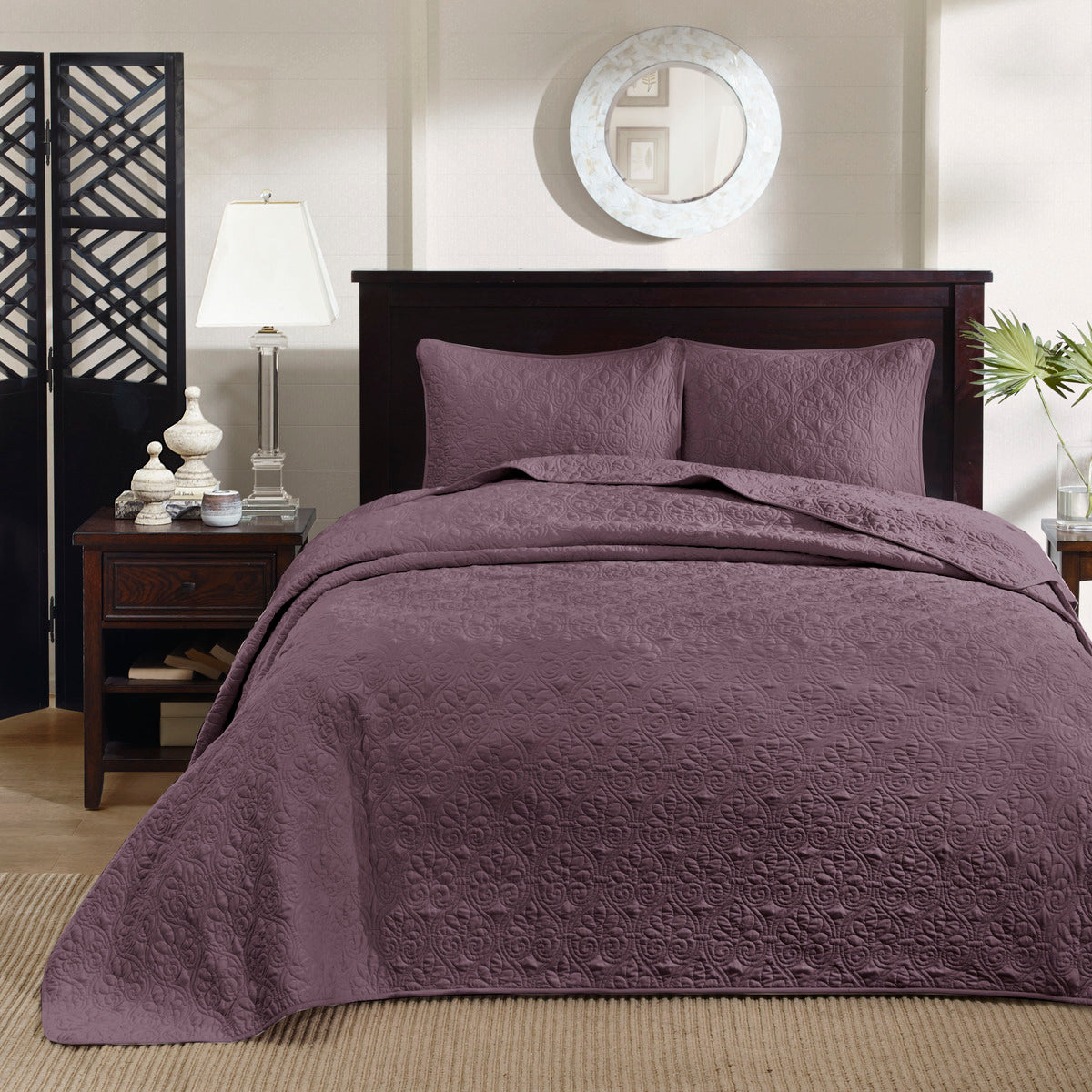Reversible Quilt Set Purple King/Cal King