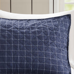 3 Piece Reversible Printed Quilt Set Green / Navy Full/Queen