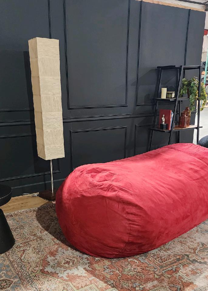 Jasper Traditional 8 Foot Cylindrical Suede Bean Bag, Red