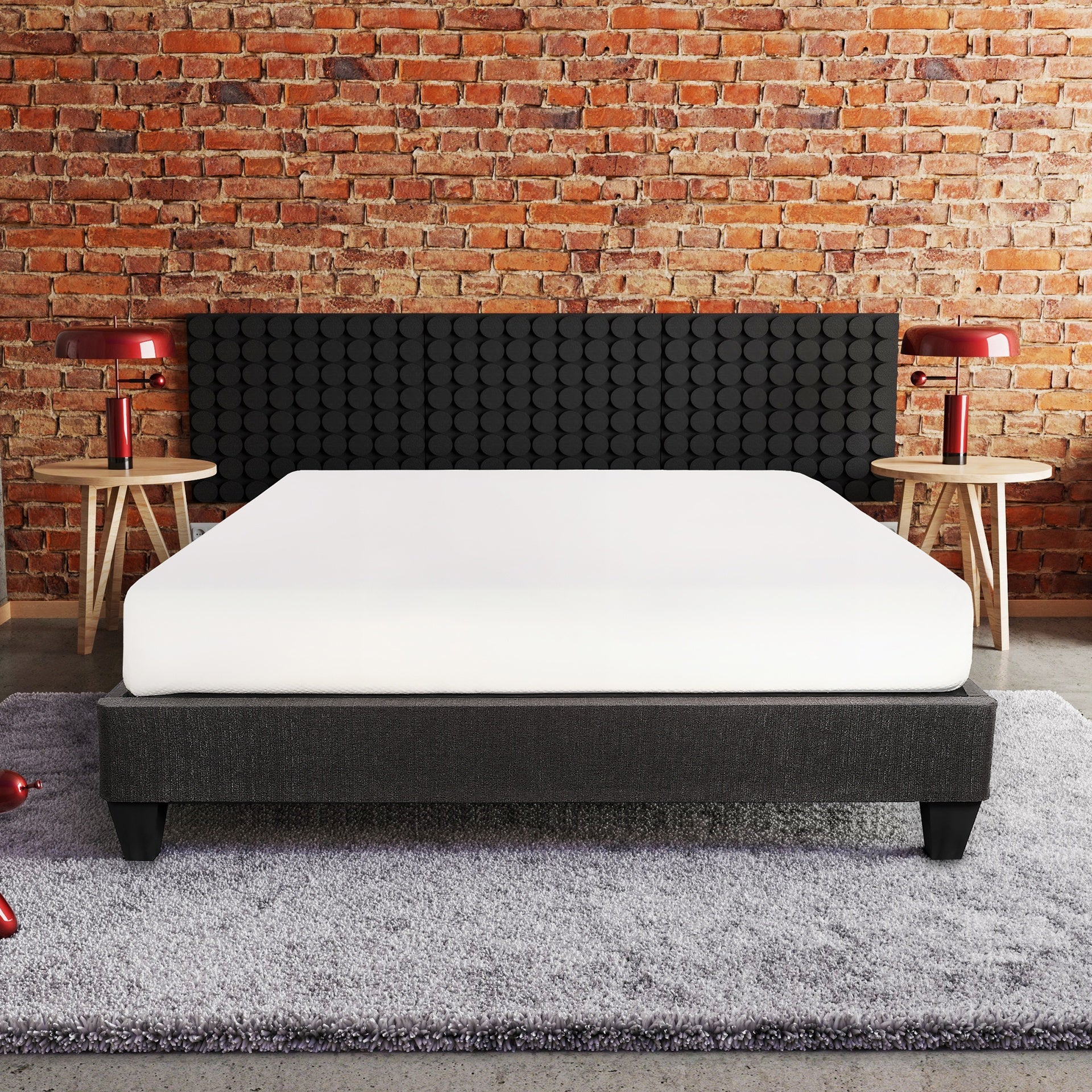 Queen Size Platform Bed Base, Upholstered Mattress Foundation Bed Frame, Dark Grey