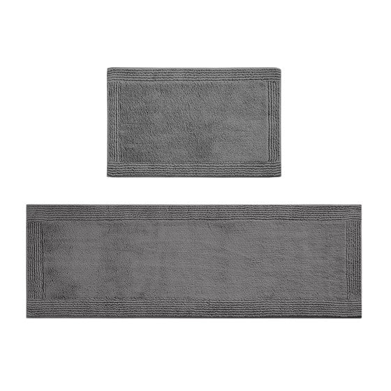 100% Cotton Tufted 3000 GSM Reversible Bath Rug Charcoal 21x34"
