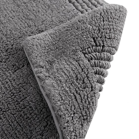 100% Cotton Tufted 3000 GSM Reversible Bath Rug Charcoal 21x34"