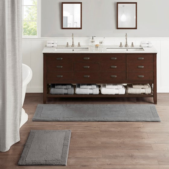 100% Cotton Tufted 3000 GSM Reversible Bath Rug Charcoal 21x34"