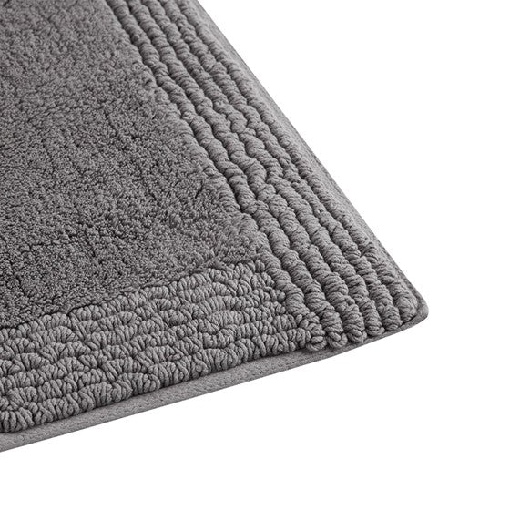 100% Cotton Tufted 3000 GSM Reversible Bath Rug Charcoal 21x34"