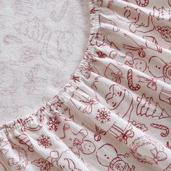 3-Piece Twin 100% Cotton Flannel Pigment Printed Sheet Set,Holiday Doodles