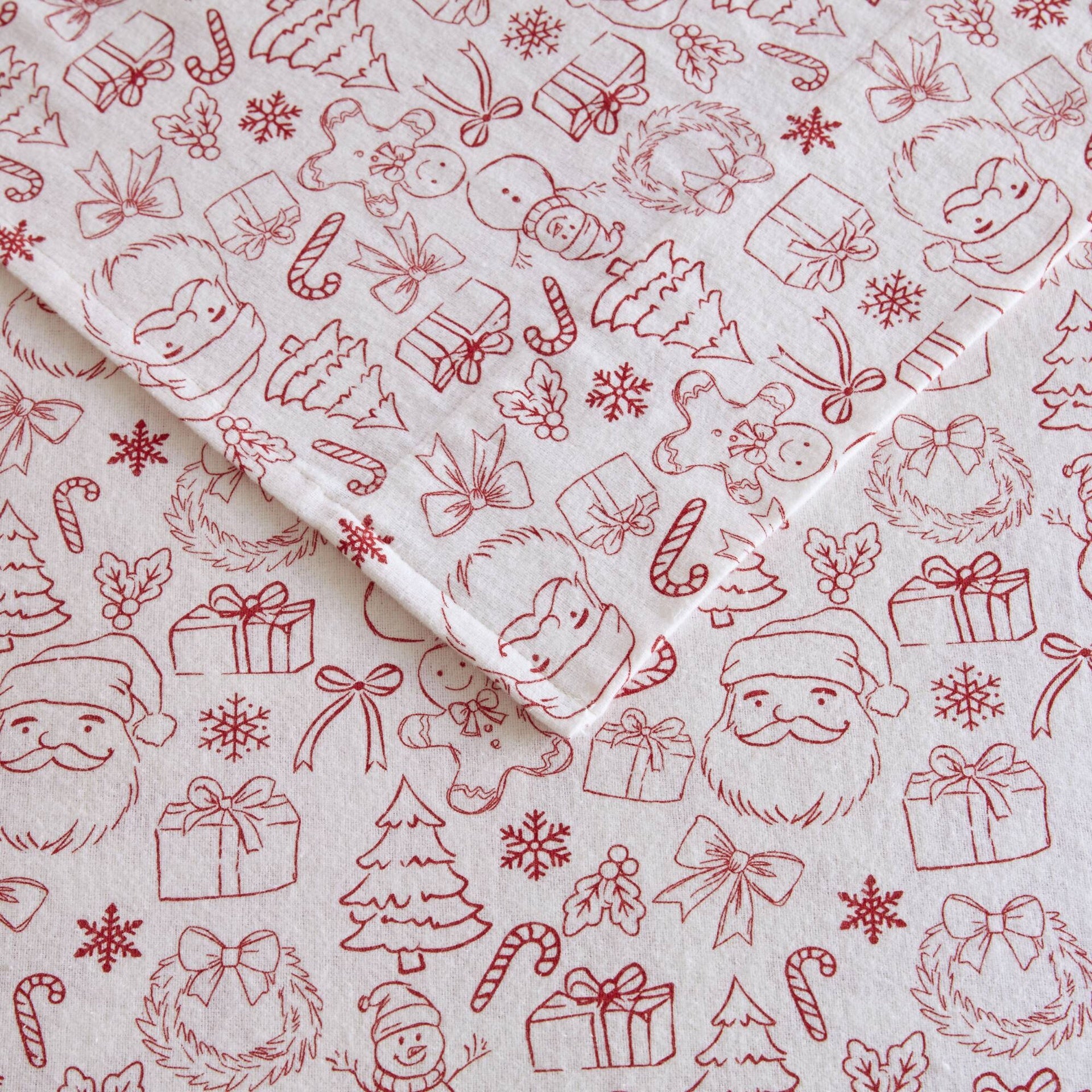 3-Piece Twin 100% Cotton Flannel Pigment Printed Sheet Set,Holiday Doodles