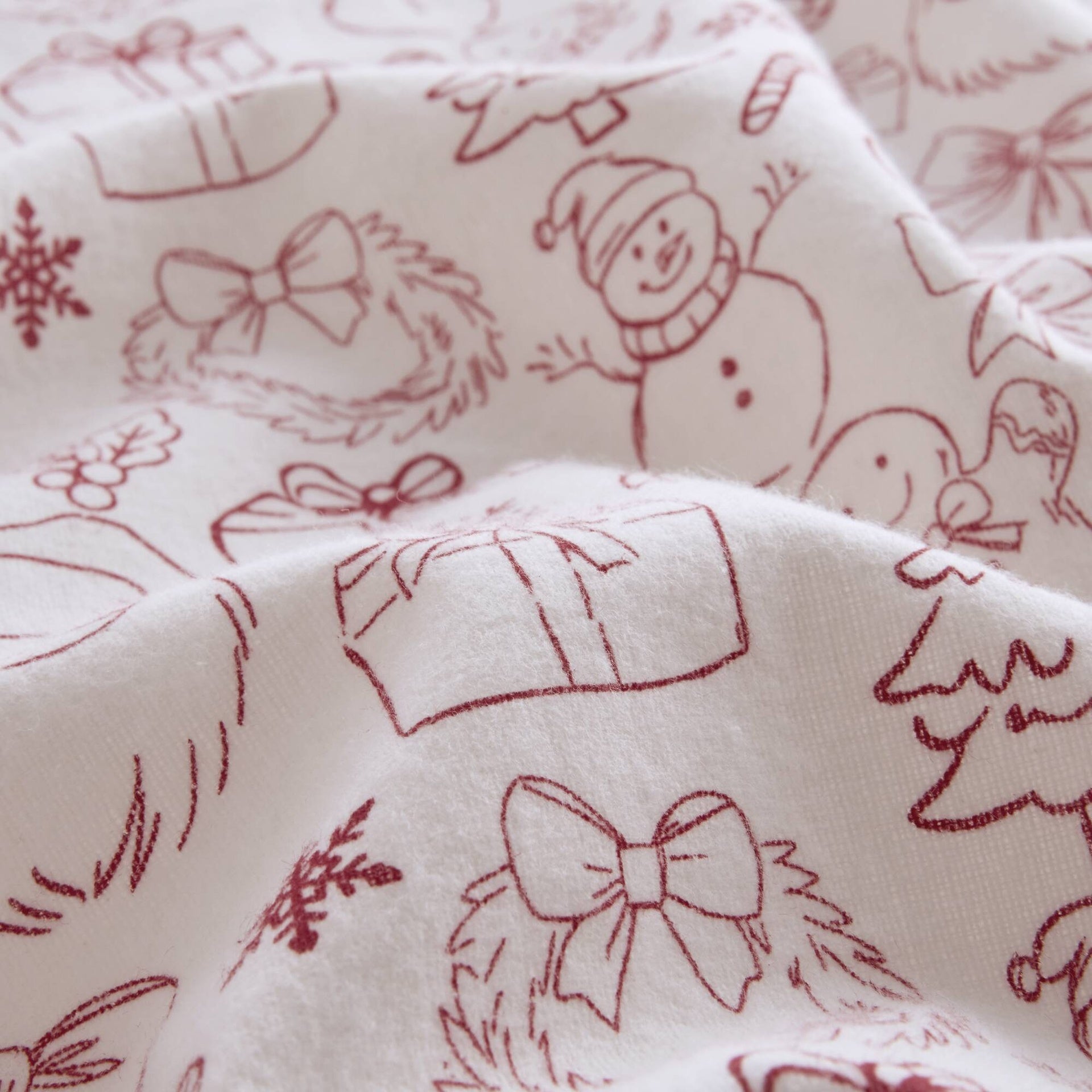 3-Piece Twin 100% Cotton Flannel Pigment Printed Sheet Set,Holiday Doodles
