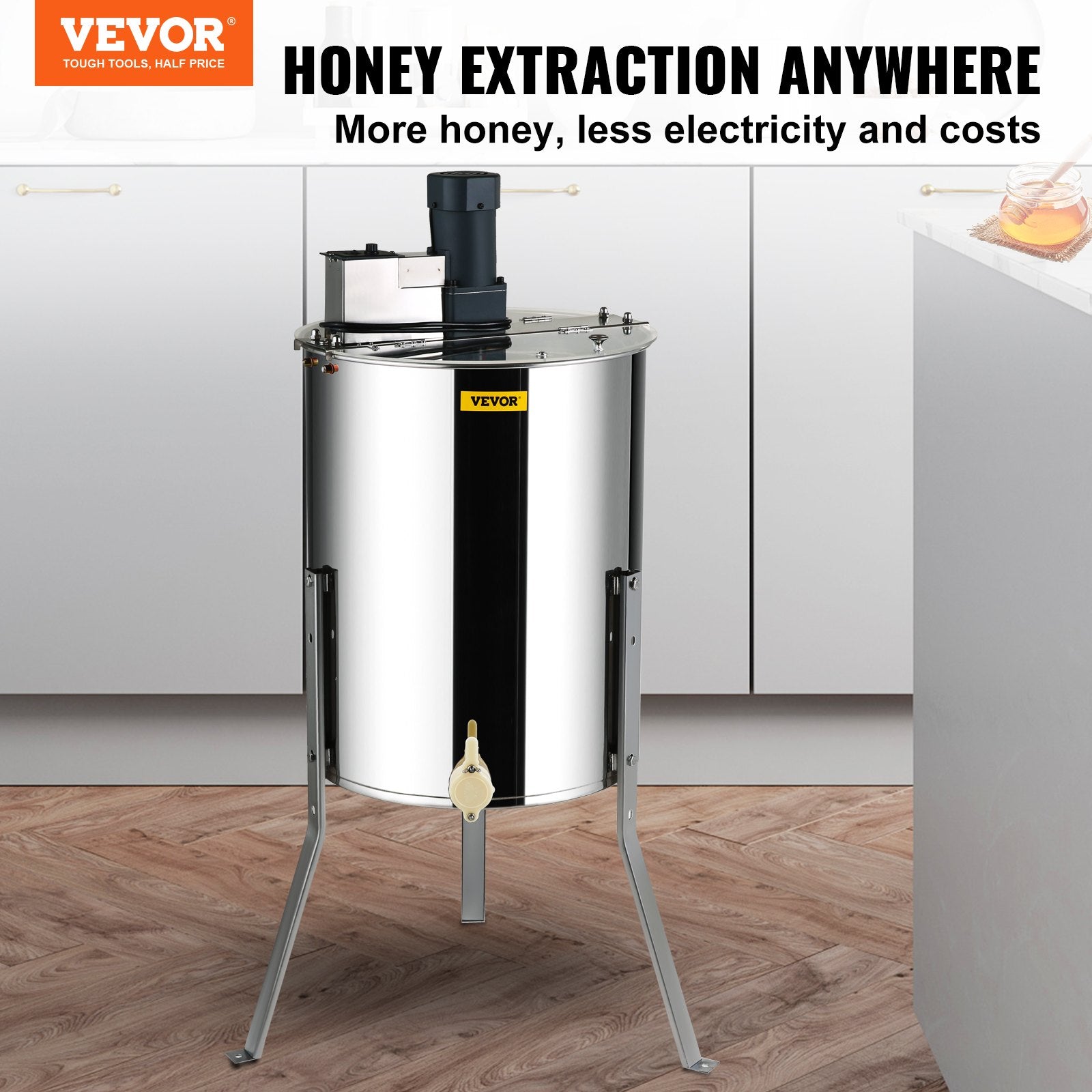 Electric Honey Extractor, 4/8 Frames Honey Spinner Extractor, Stainless Steel Beekeeping Extraction, Apiary Centrifuge Equipment with Height Adjustable Stand, Honeycomb Drum Spinner with Lid