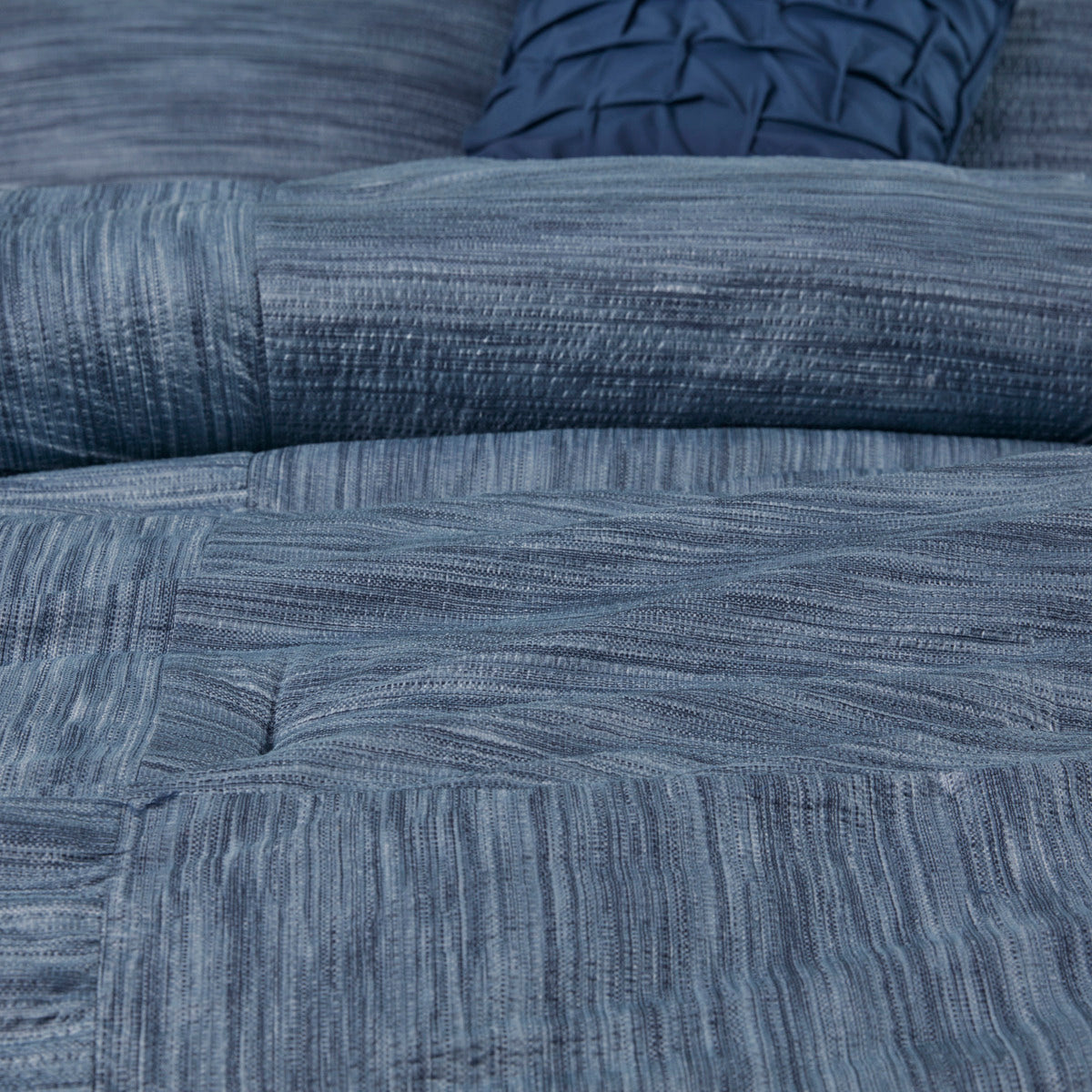 7 Piece Printed Seersucker Comforter Set Navy King