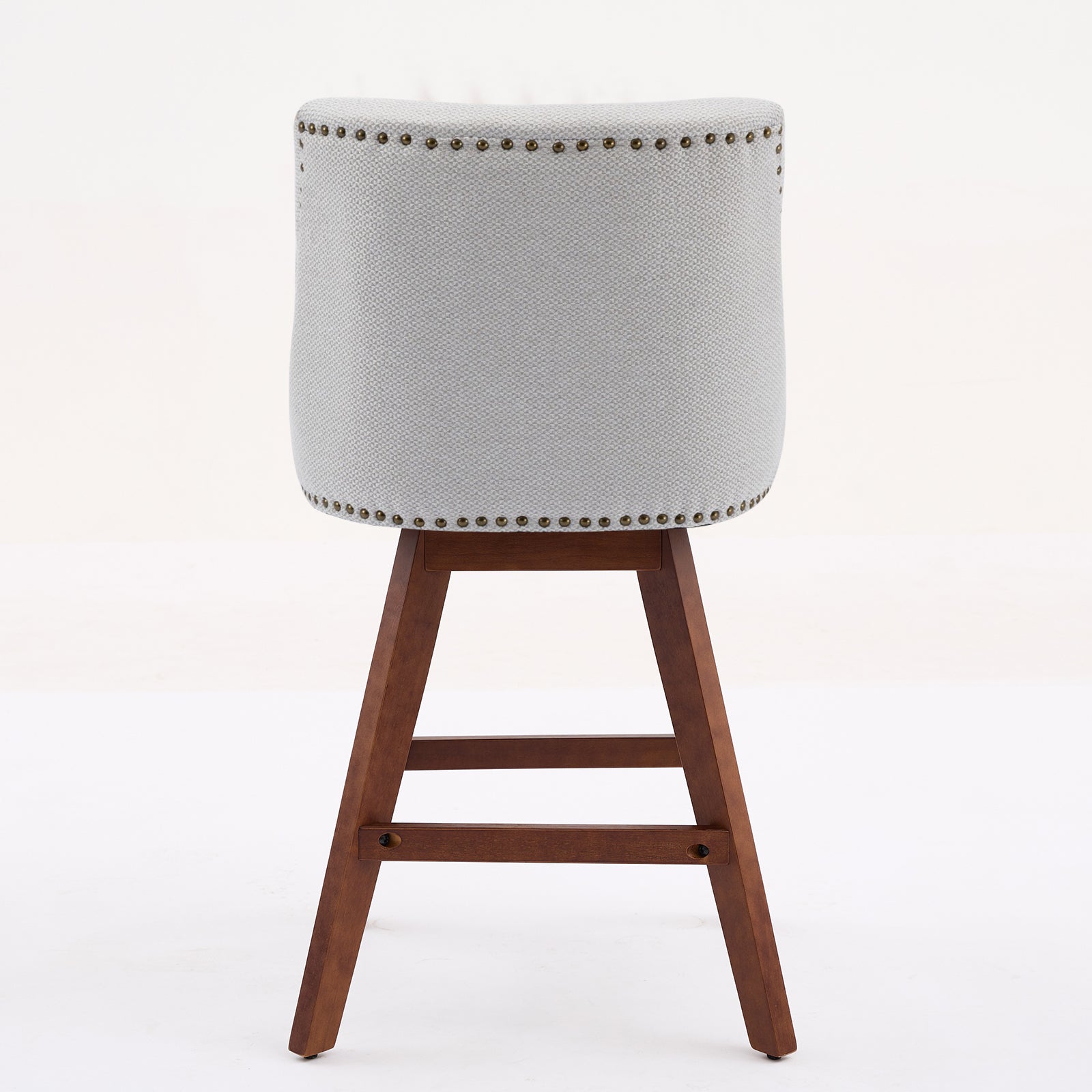 Counter Height Swivel Barstools, 26'' H Seat Height Upholstered Bar Stools Set of 2, Fabric in Ivory