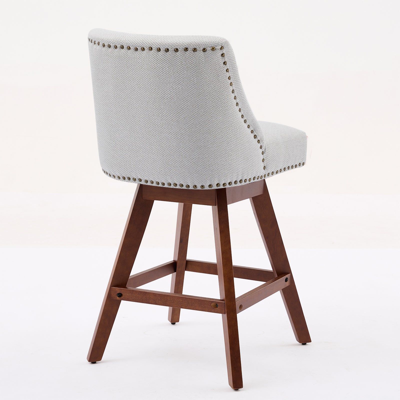 Counter Height Swivel Barstools, 26'' H Seat Height Upholstered Bar Stools Set of 2, Fabric in Ivory
