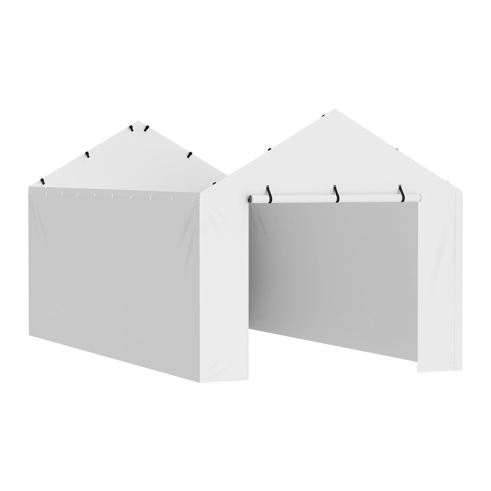 Carport Replacement Canopy Cover Side Wall 10 x 20 ft, Garage Tent Shelter Tarp Heavy-Duty Waterproof & UV Protected, Easy Installation with Ball Bungees,White (Top and Frame Not Included)