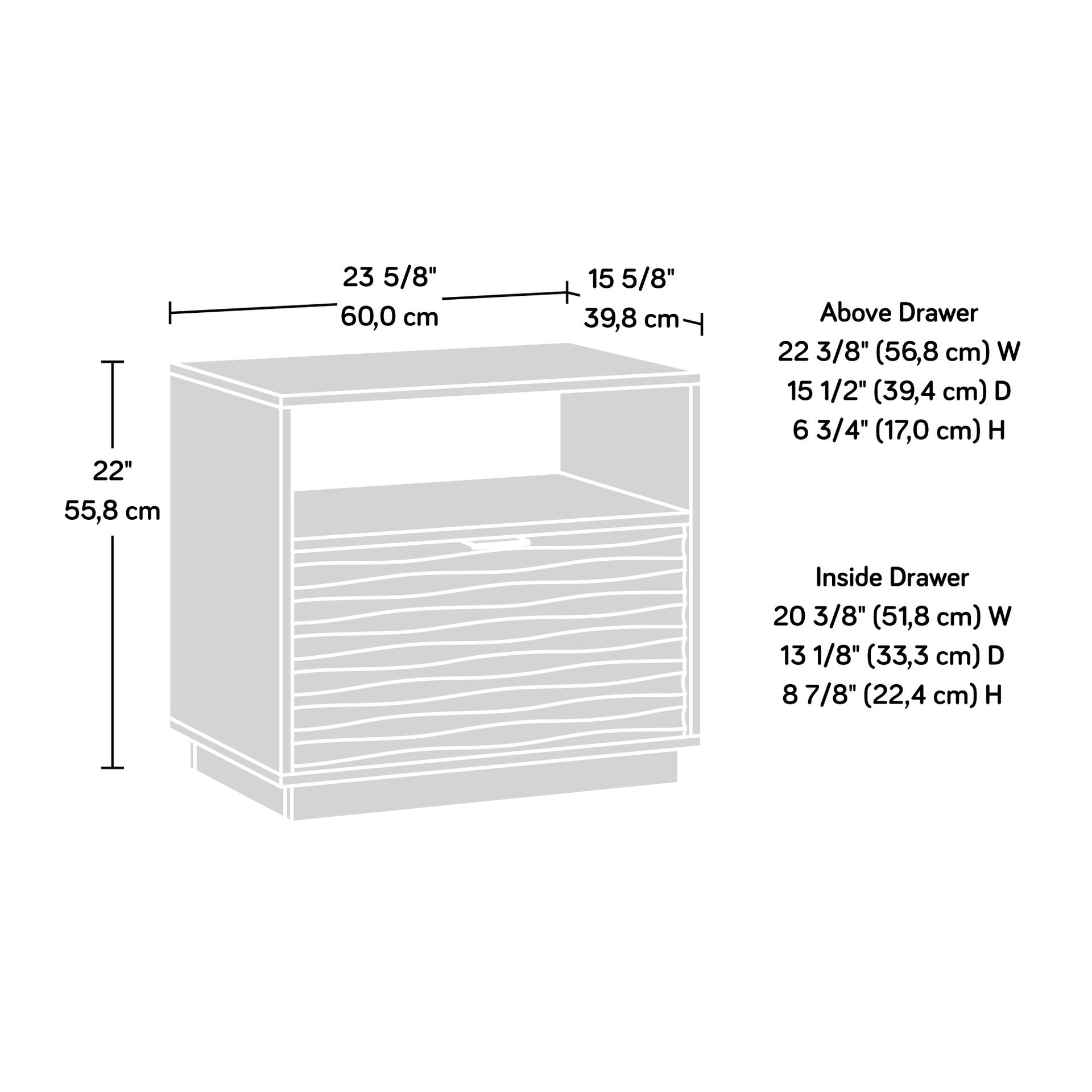 Coastal Night Stand Spacious Drawer and Open Shelf , White finish