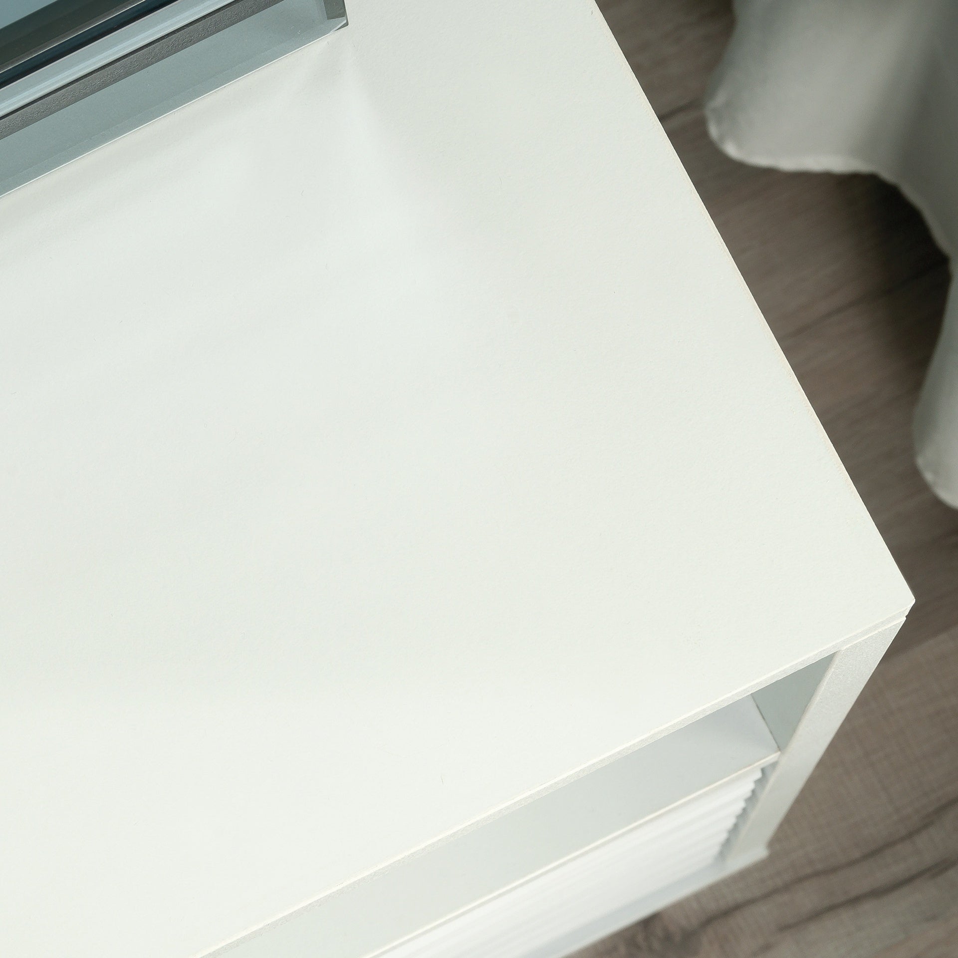 Coastal Night Stand Spacious Drawer and Open Shelf , White finish