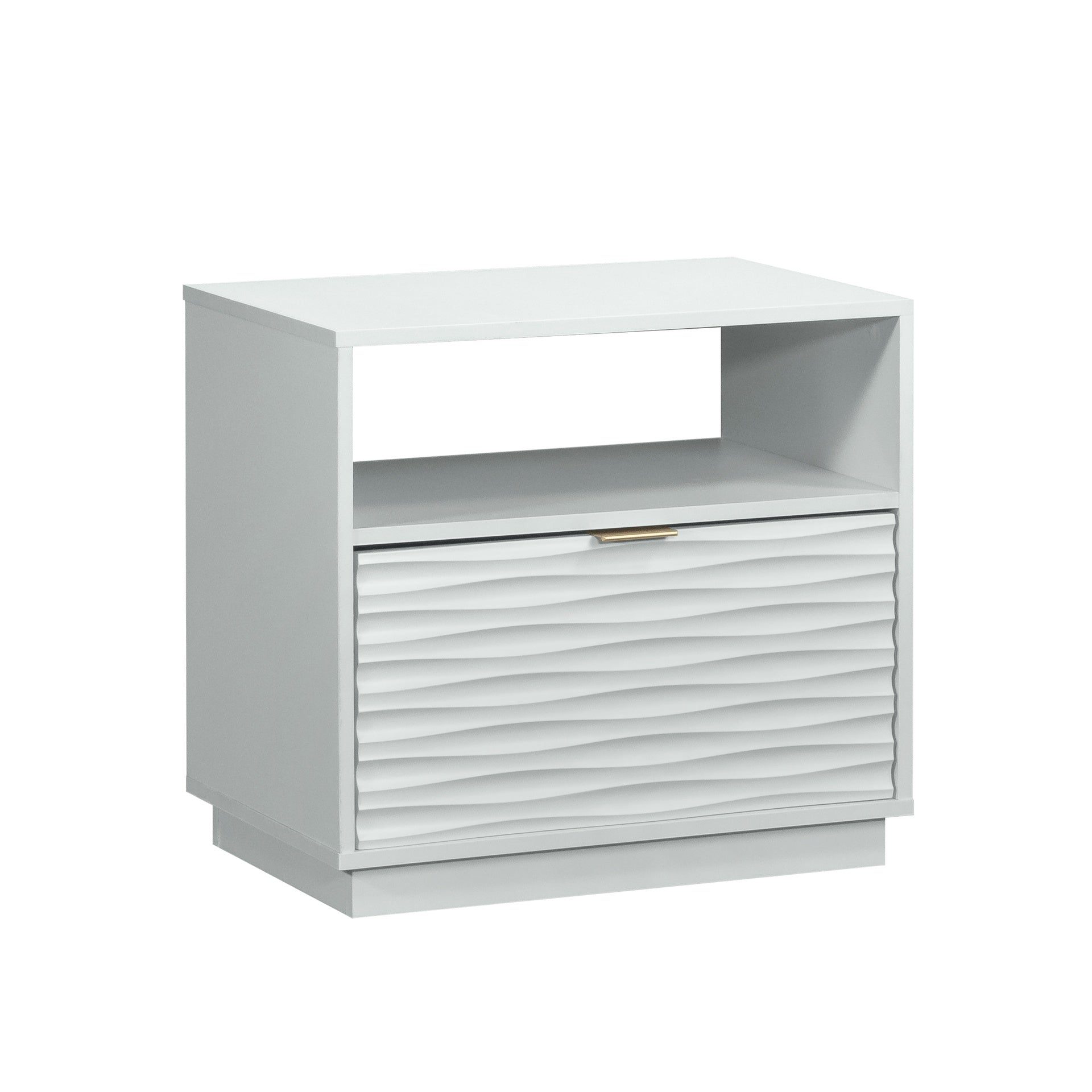 Coastal Night Stand Spacious Drawer and Open Shelf , White finish