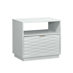 Coastal Night Stand Spacious Drawer and Open Shelf , White finish