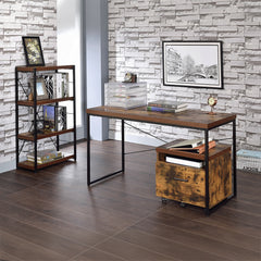 Industrial Style 1pc Bookshelf Black Metal Frame Wooden Weathered Oak Finish Home Office Furniture