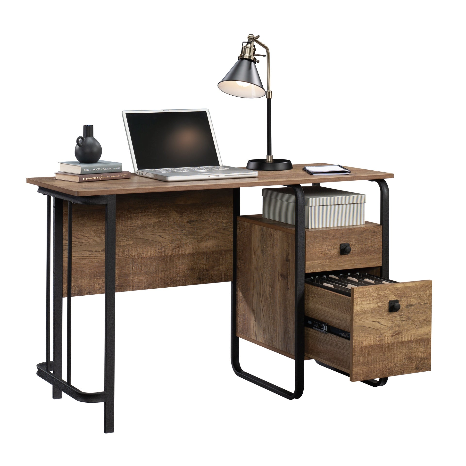 Desk with Organized Storage, Oak finish