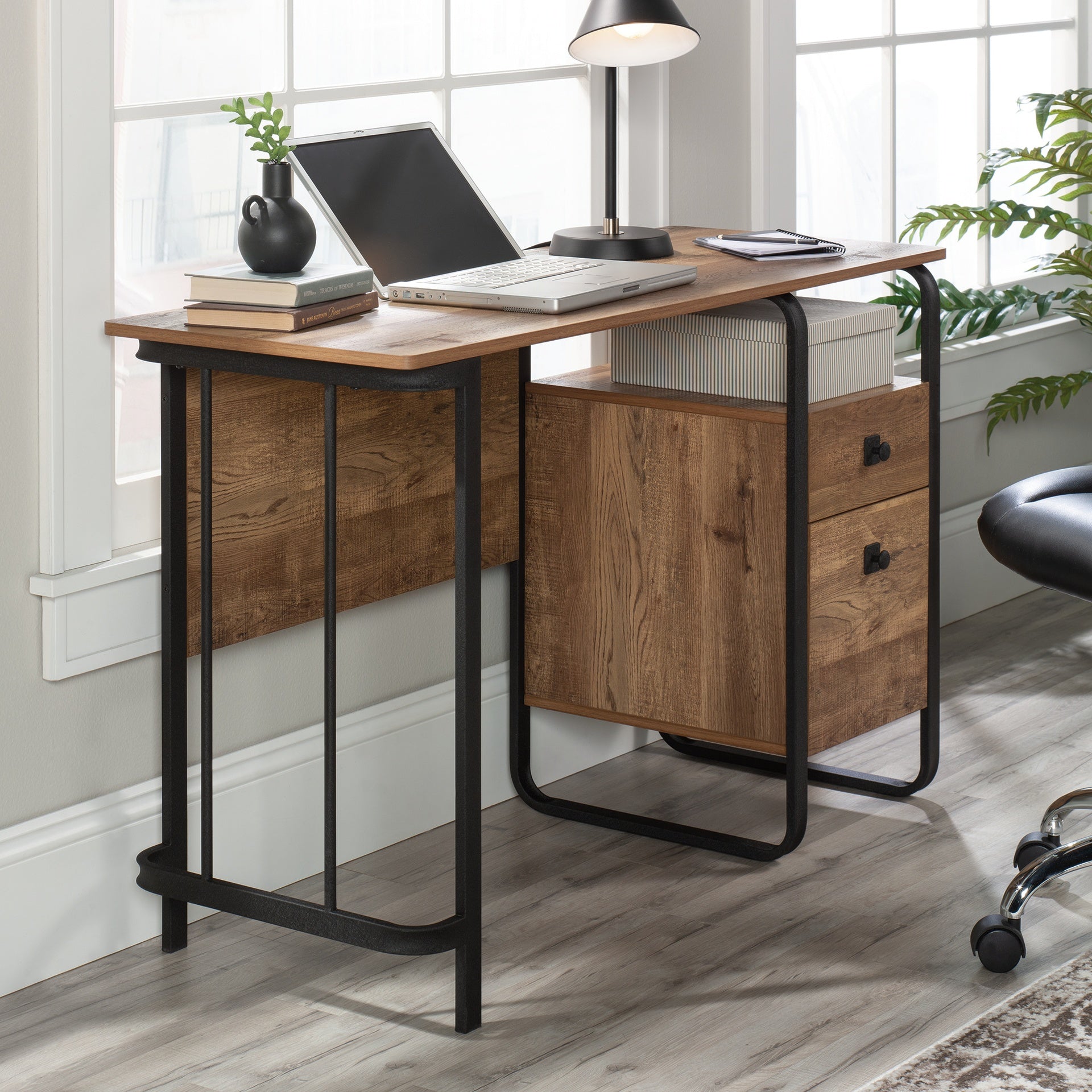 Desk with Organized Storage, Oak finish