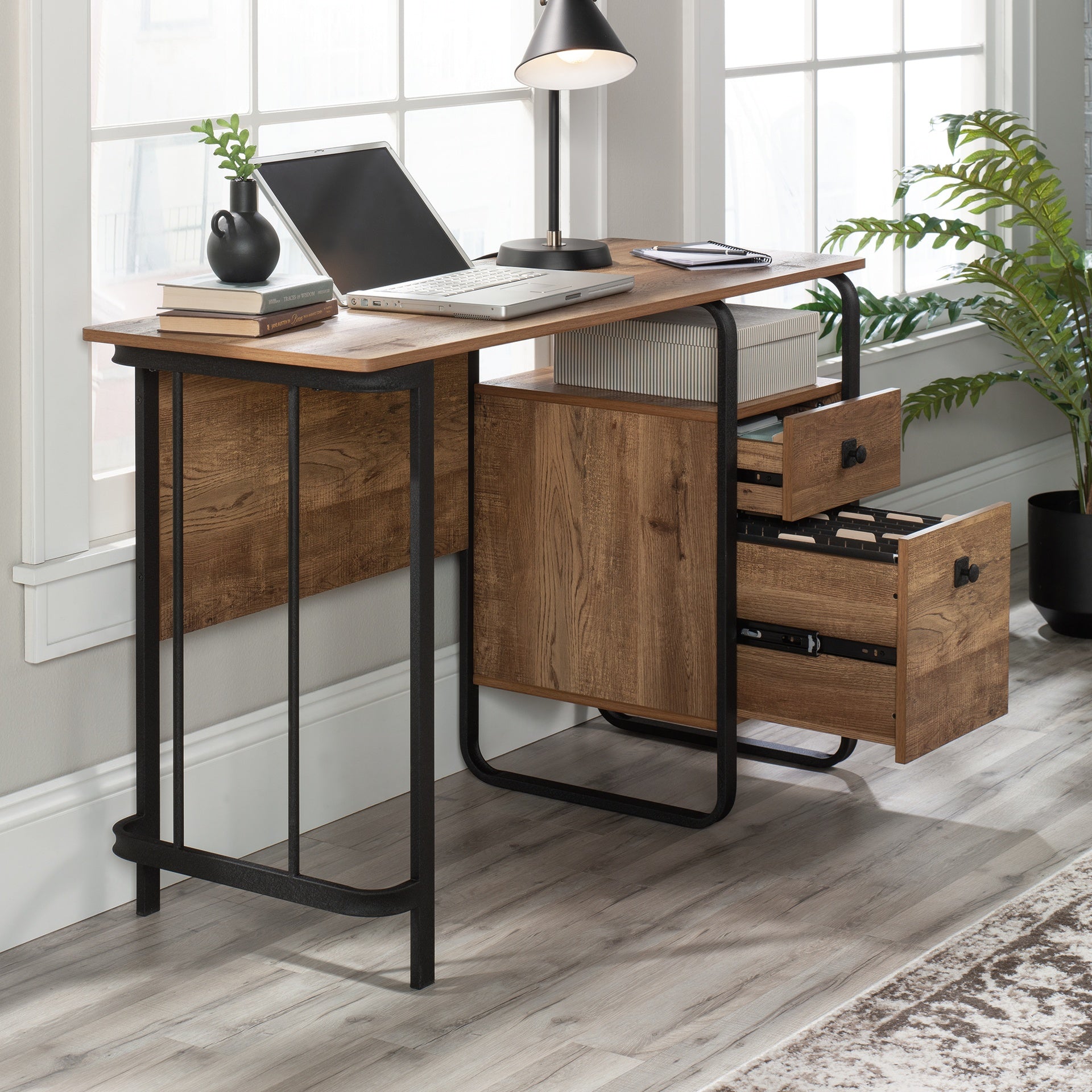 Desk with Organized Storage, Oak finish