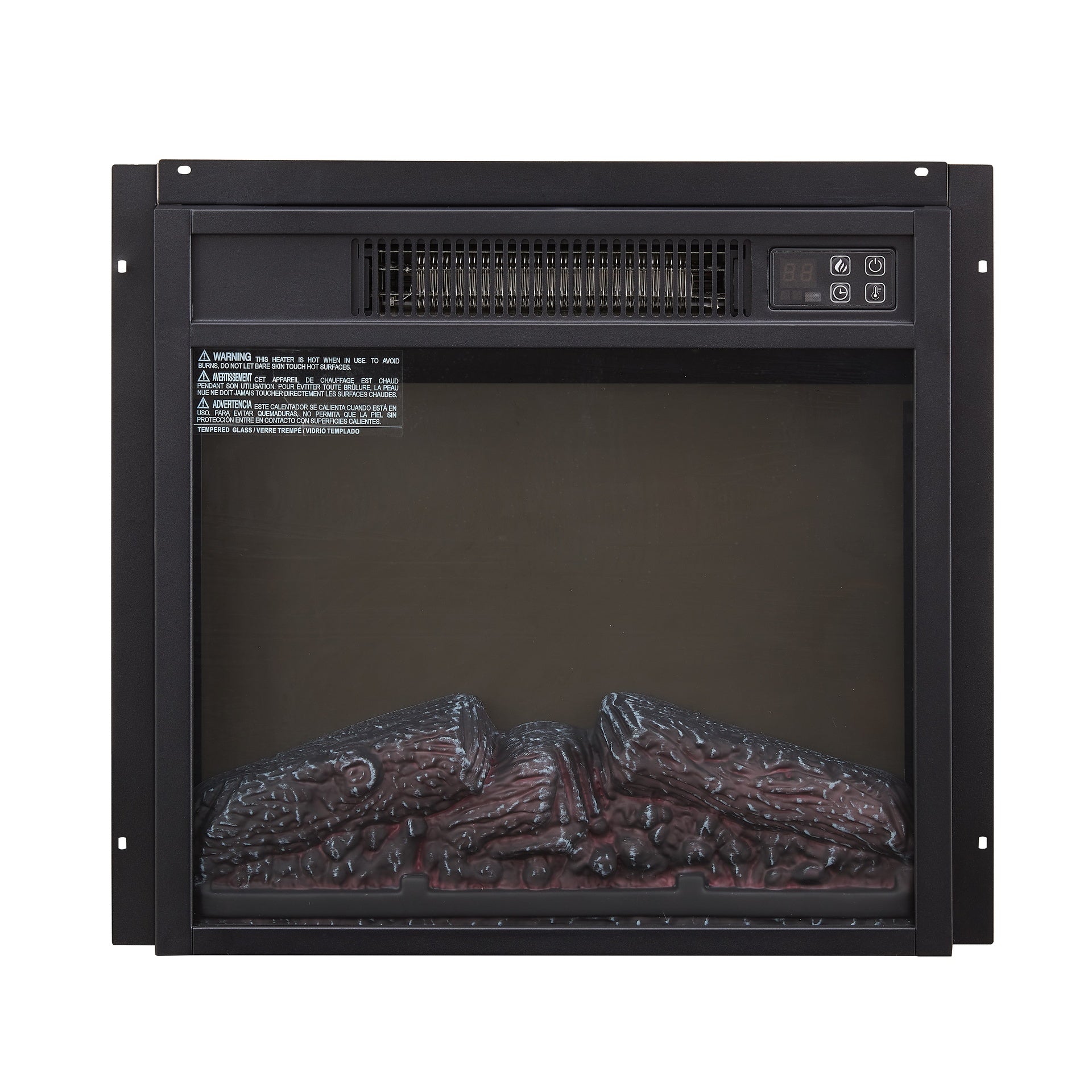 Electric Fireplace Insert 18" 1400W 120V ,Equipped with remote control, ultra thin heater with log set & realistic flame - BLACK
