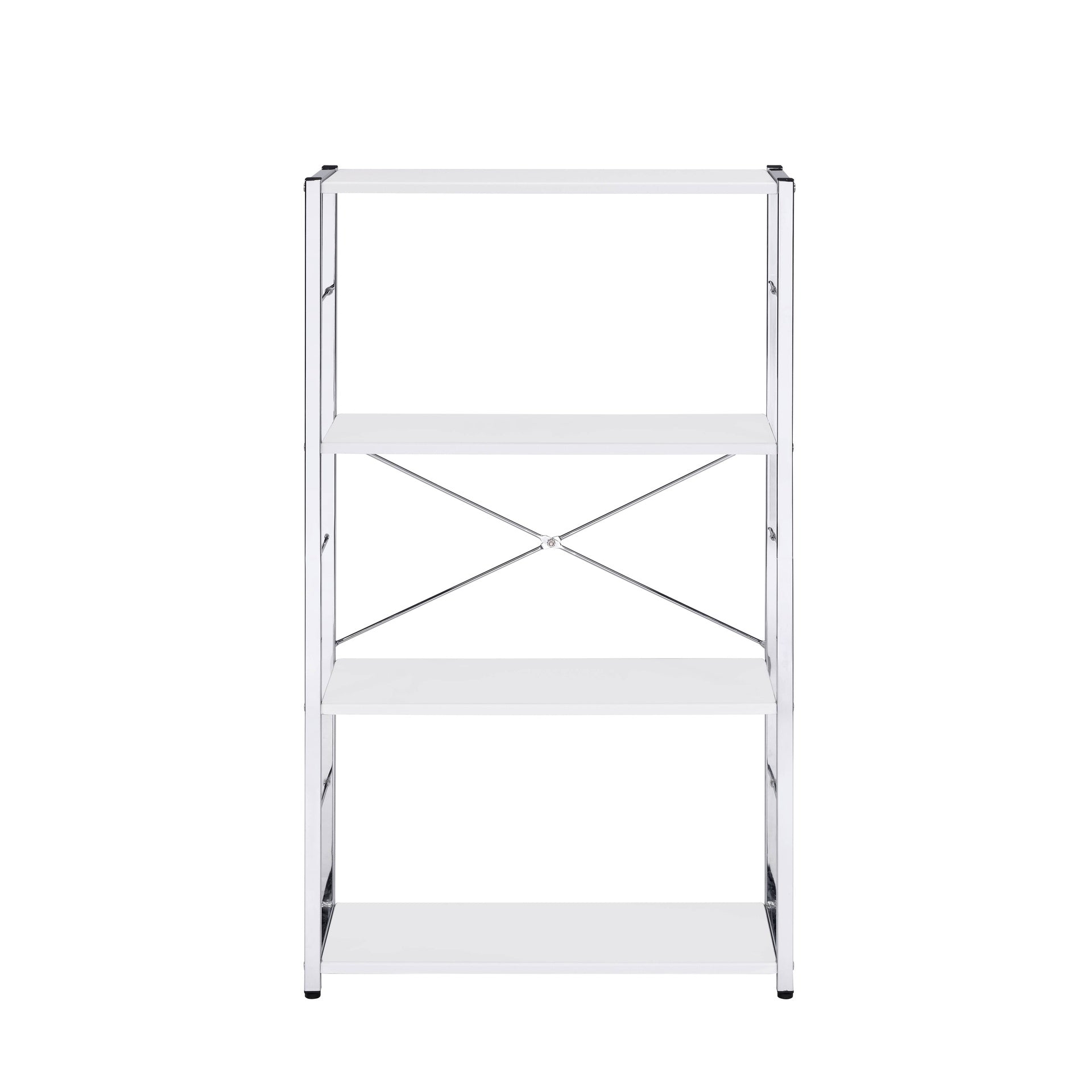 Tennos White & Chrome Finish Bookshelf