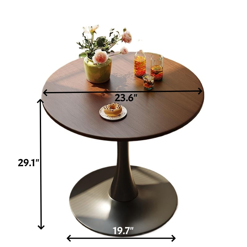 Walnut Round Table, Modern Dining Table, Dining Table, MDF Top and Steel Base Tulip Round Kitchen Table, Kitchen Table, Mid Century Coffee Table for Living Room 24 Inch, Oval Dining Table