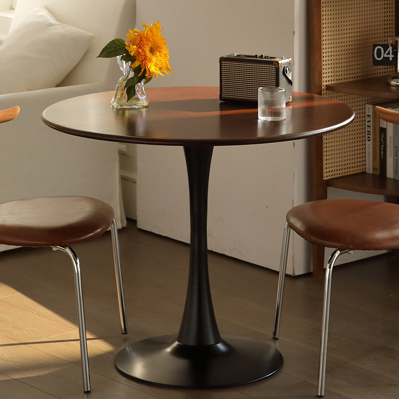 Walnut Round Table, Modern Dining Table, Dining Table, MDF Top and Steel Base Tulip Round Kitchen Table, Kitchen Table, Mid Century Coffee Table for Living Room 24 Inch, Oval Dining Table
