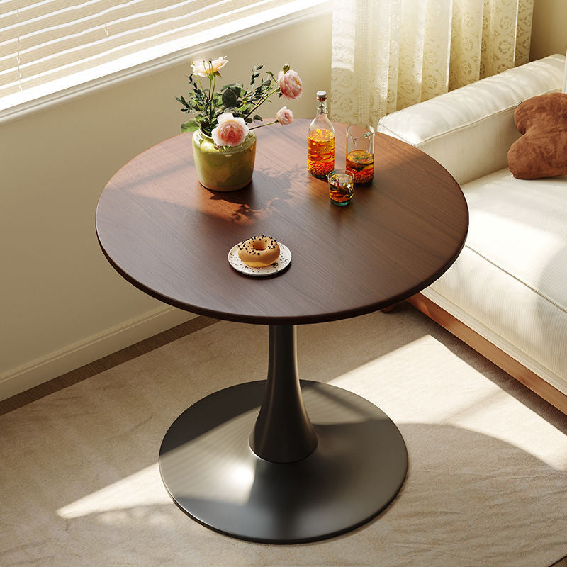 Walnut Round Table, Modern Dining Table, Dining Table, MDF Top and Steel Base Tulip Round Kitchen Table, Kitchen Table, Mid Century Coffee Table for Living Room 24 Inch, Oval Dining Table