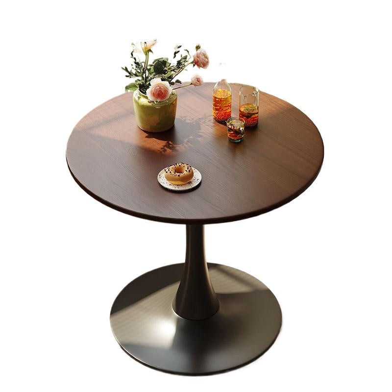 Walnut Round Table, Modern Dining Table, Dining Table, MDF Top and Steel Base Tulip Round Kitchen Table, Kitchen Table, Mid Century Coffee Table for Living Room 24 Inch, Oval Dining Table