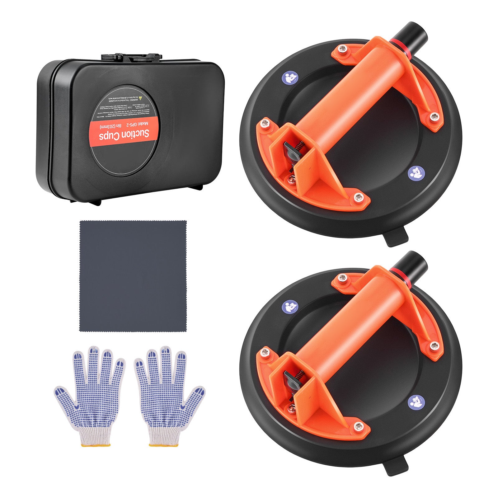 Vacuum Suction Cup, 8-Inch Vacuum Glass Lifter with ABS Handle, 400 lbs Max Lifting Capacity Tile Suction Cup Tool with Carrying Case for Lifting Large Tile, Granite, Drywall, Windows (2-Pack)