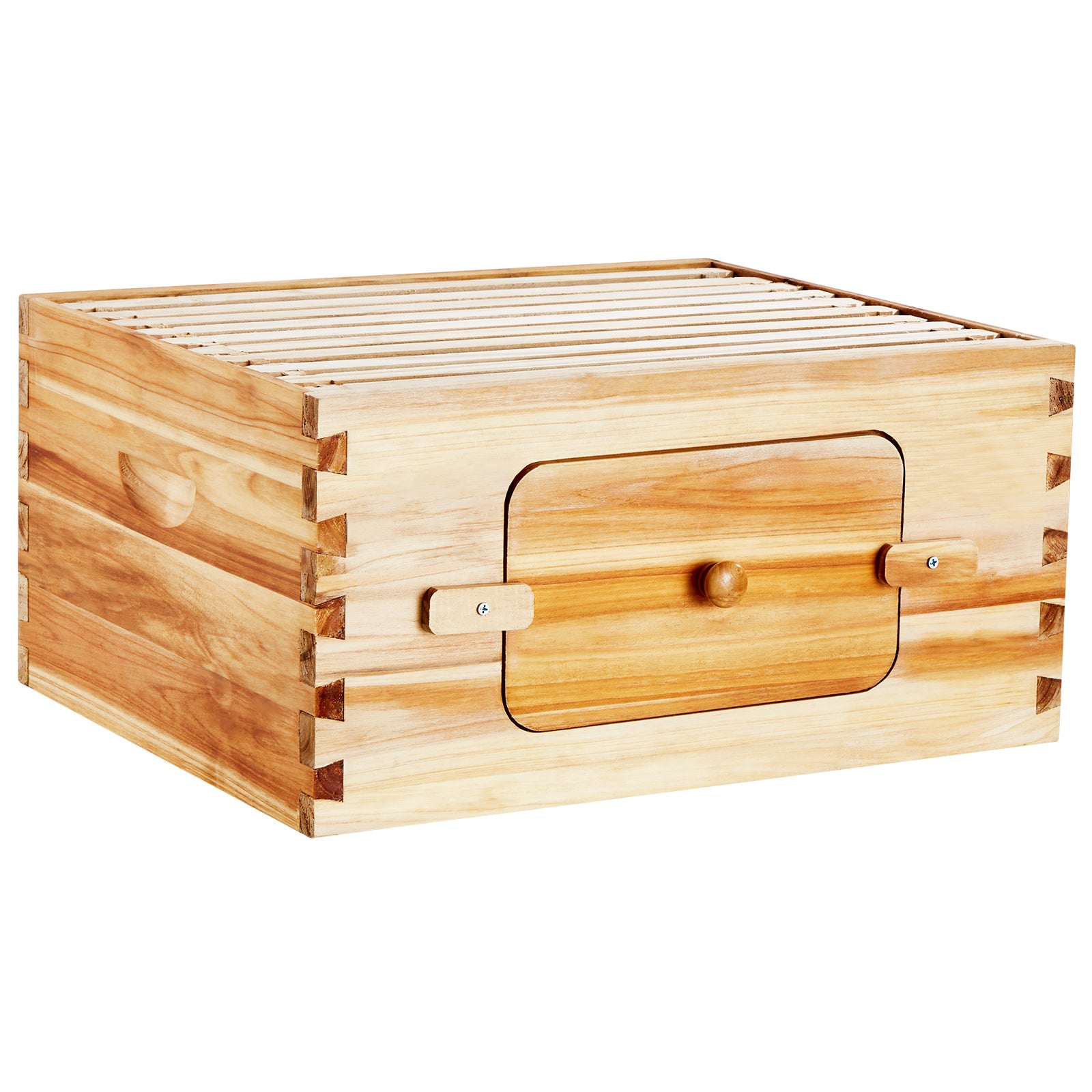 Bee Hive Deep Box Starter Kit, 100% Beeswax Coated Natural Cedar Wood, Langstroth Beehive Kit with 10 Frames and Foundations, Transparent Acrylic Bee Windows for Beginners and Pro Beekeepers