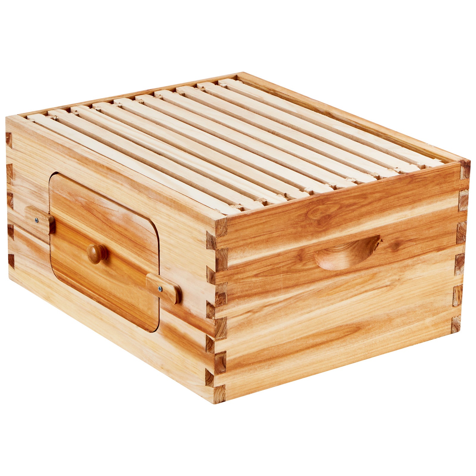 Bee Hive Deep Box Starter Kit, 100% Beeswax Coated Natural Cedar Wood, Langstroth Beehive Kit with 10 Frames and Foundations, Transparent Acrylic Bee Windows for Beginners and Pro Beekeepers