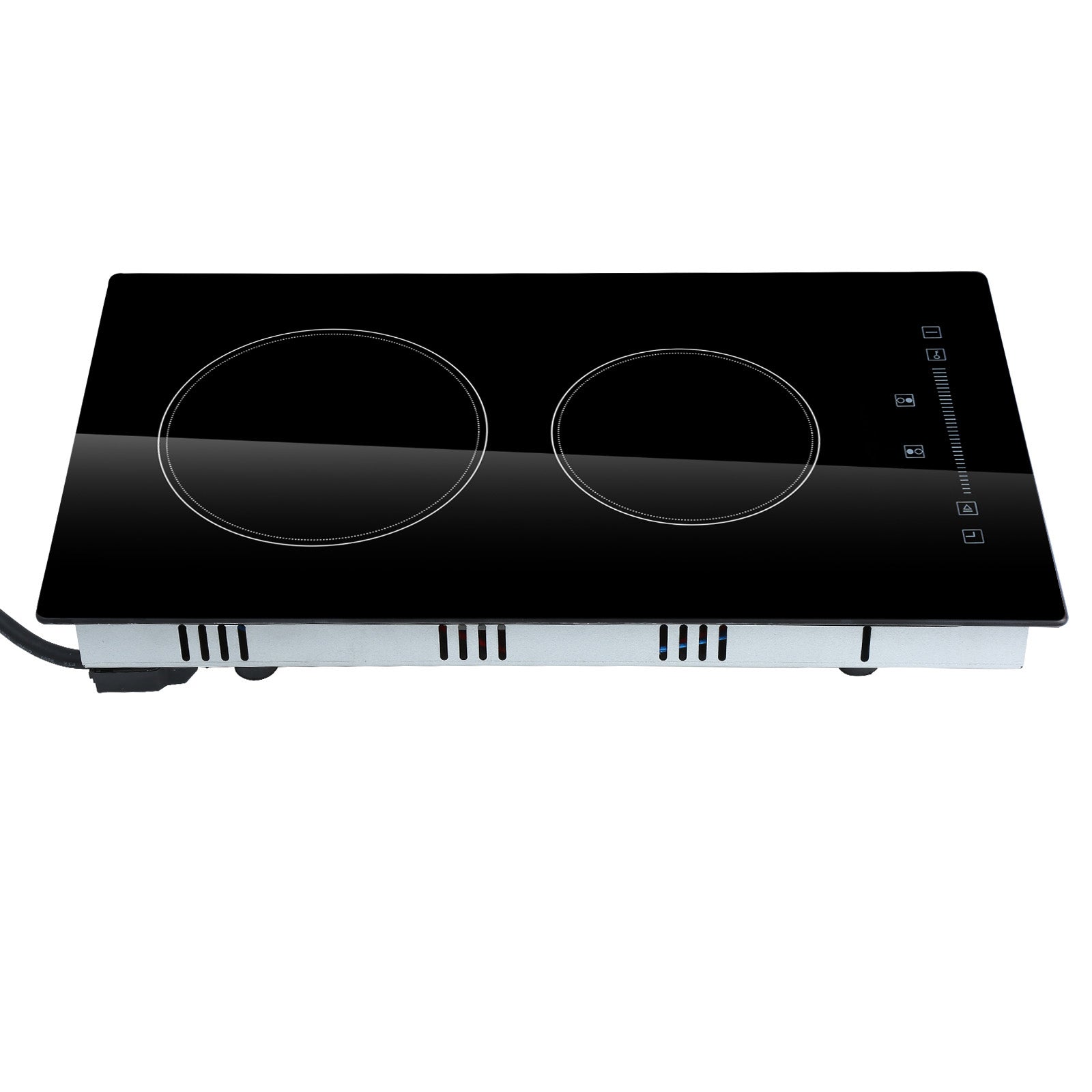 Built in Electric Stove Top, 20 x 11.6 inch 2 Burners, 110V Glass Radiant Cooktop with Sensor Touch Control, Timer & Child Lock Included, 9 Power Levels for Simmer Steam Slow Cook Fry